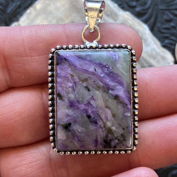 Purple Charoite Crystal Stone Jewelry Pendant - Picture 4 of 7